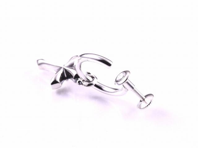 DEAL DESIGN ディールデザイン フリック イヤリング 引きつける 付き添い人 1P 片耳用 フープピアス ノン大広間ピアス しろがね色イヤリング