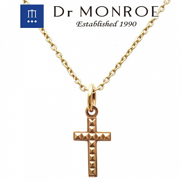 Dr MONROE ドクターモンロー K10スタッズクロスネックレス(チェーン付きペンダント) クロス 十字 スタッズ パンク ブランド 10金 K10 10K