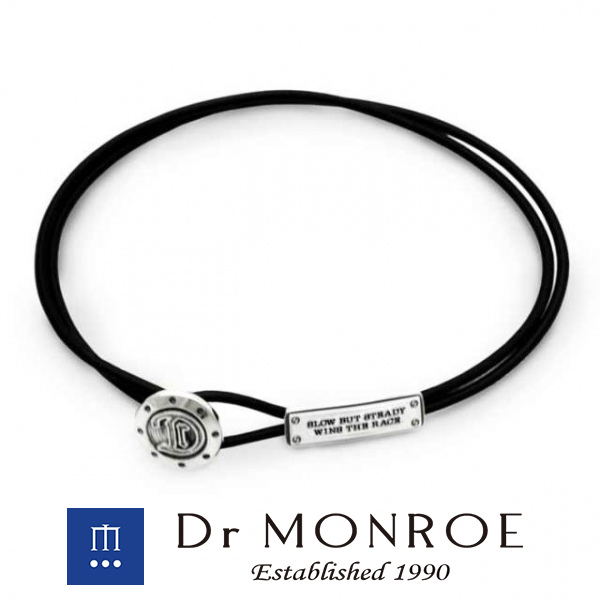 ドクターモンロー Dr MONROE レザーコードブレスレット 英語 英字 英文 メッセージ プレート 板 ロゴ シンボル