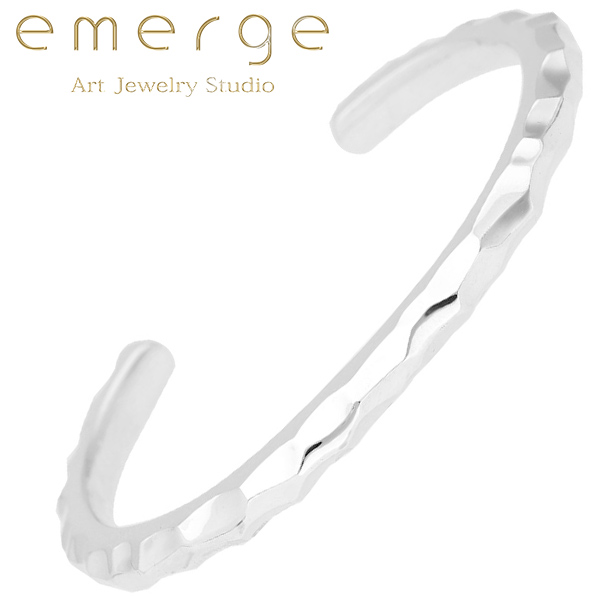 emerge エマージュ ランダムエッジ バングル M シルバーバングル メンズバングル シルバー シルバー925 シルバーアクセ 槌目 凸凹 ブランド