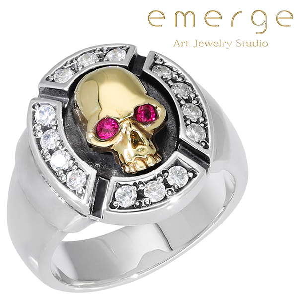 emerge エマージュ ラグジュアリー スカル リング 10〜30号 指輪 シルバーリング シルバー シルバー925 シルバーアクセ ドクロ 髑髏 骸骨