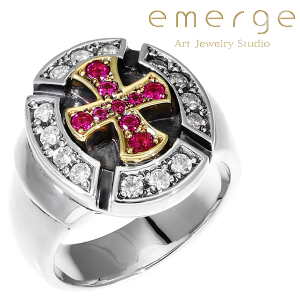 emerge エマージュ ラグジュアリー クロス リング 10〜30号 指輪 シルバーリング シルバー シルバー925 シルバーアクセ 十字架 石付き
