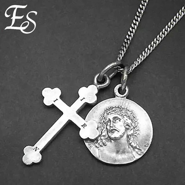 Es Last Word Necklace ネックレス チェーン付き シルバー 925 ペンダント クロス 十字架 キリスト メダイ コイン シンプル メンズネックレス メンズ 11,704円