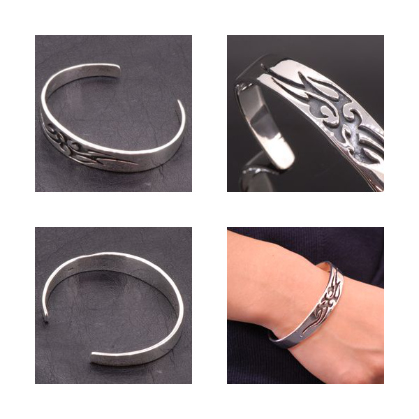 トライバル バングル 炎 タトゥー ブレスレット バングル 腕輪 シルバー925 銀 シルバーアクセサリー メンズ_1
