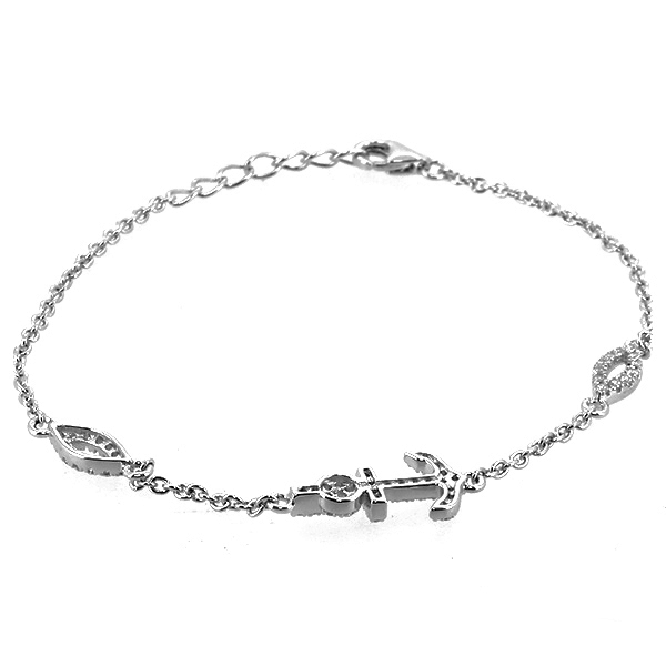 アンカー ブレスレット ロジウム加工 スワロフスキー マイクロパヴェ イカリ 錨 マリン クリスタル パヴェの通販は 8,019円