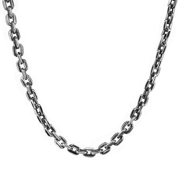 シルバー 4面カットあずきチェーン シンプル いぶし ハード シルバーチェーン ネックレス シルバー925 銀 燻し ブラック