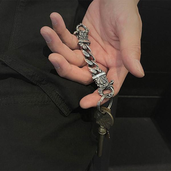 F.A.L アラベスク リーフ クリップ プレーン キーチェーン ミディアムタイプ メンズ 鍵 収納 キーホルダー チェーン 鎖 シルバー 925 アクセサリー_8