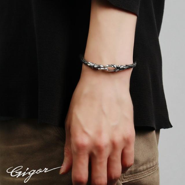 GIGOR ジゴロウ クリプト シルバー レザー ブレスレット 15cm〜23cm