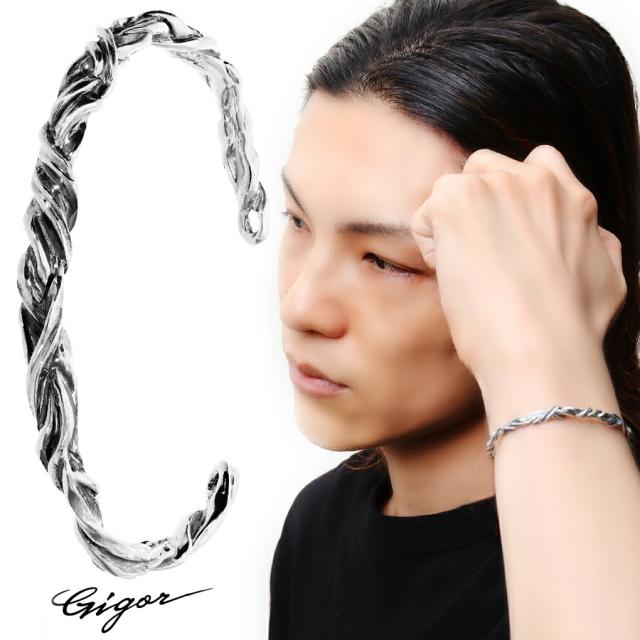 GIGOR ジゴロウ エレイスト バングル S シルバー 細身 シルバーバングル メンズバングル 腕輪 ブレスレット 曲線 ブランド メンズ 男性 彼氏 夫 旦那