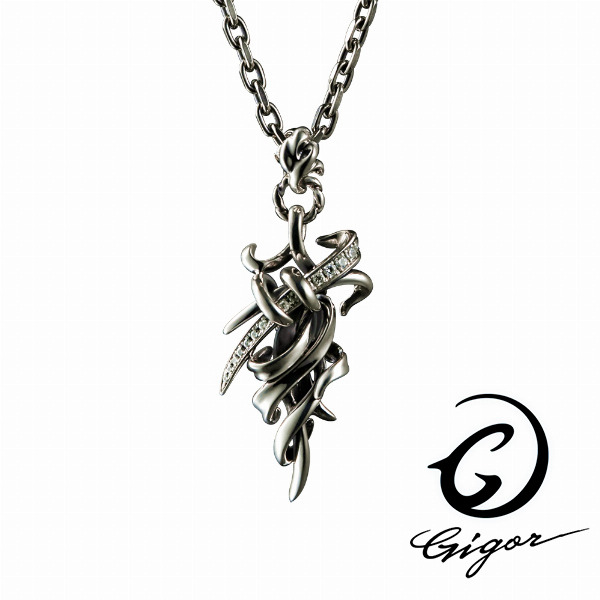 GIGOR ジゴロウ ドレスターペンダント (チェーン付きペンダントトップ) TANGLAM series タングラムシリーズ 透かし 立体 アラベスク 唐草 ツタ