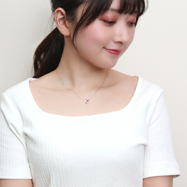 選べる3カラー K10 ゴールド ピンク 天然石 ネックレス 金 10金 10k ネックレス ピンクゴールド ホワイトゴールド アメジスト ピンクトルマリン_5