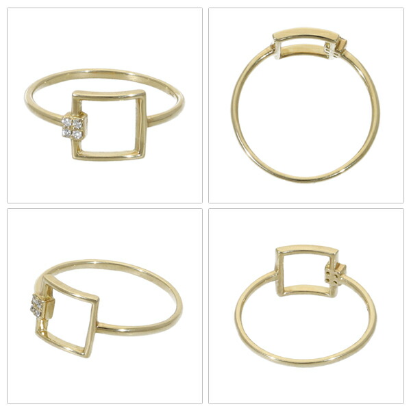 選べる3カラー K18 ゴールド ダイヤモンド スクエア リング 7〜11号 金 18金 18k 指輪 ピンクゴールド ホワイトゴールド 天然ダイヤモンド_6