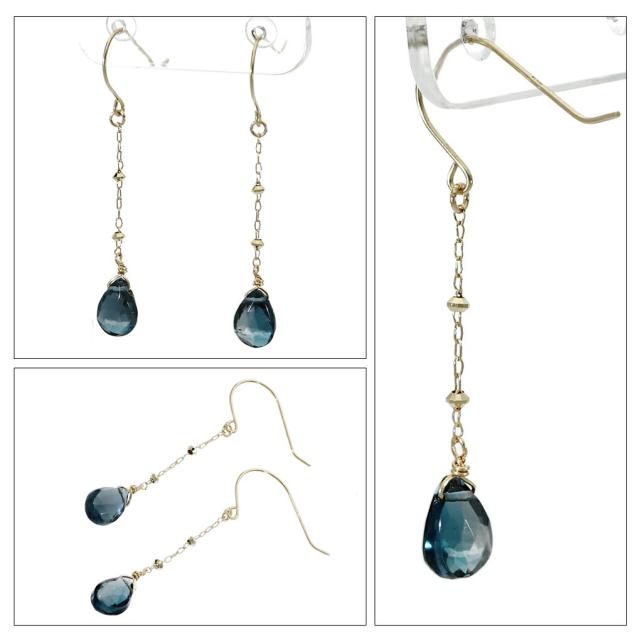 Irise coffret イリスコフレ 天然石 3種類 K10 ゴールド フック ピアス 2P 両耳用 レディース 10金 10k K10YG イエローゴールド ドロップ 揺れる Irise coffret イリスコフレ 天然石 3種類 K10 ゴールド フック ピアス