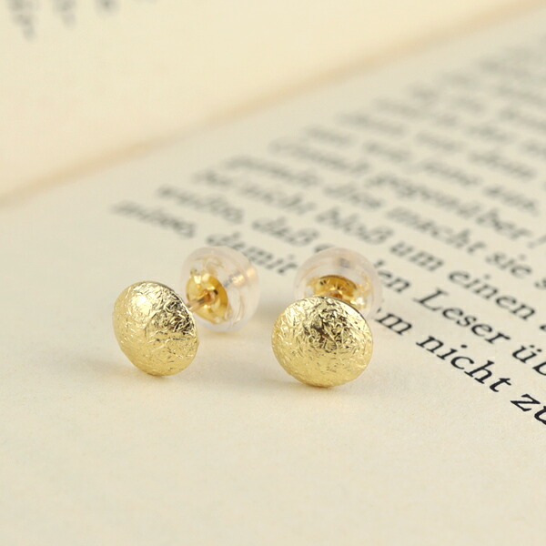 K18 ゴールド 槌目 ラウンド スタッドピアス 2P 両耳用 ピアス 18金