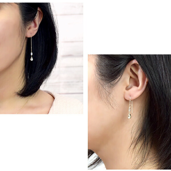 ピンキー&ダイアン 2WAY ホワイトトパーズ ゴールド アメリカンピアス