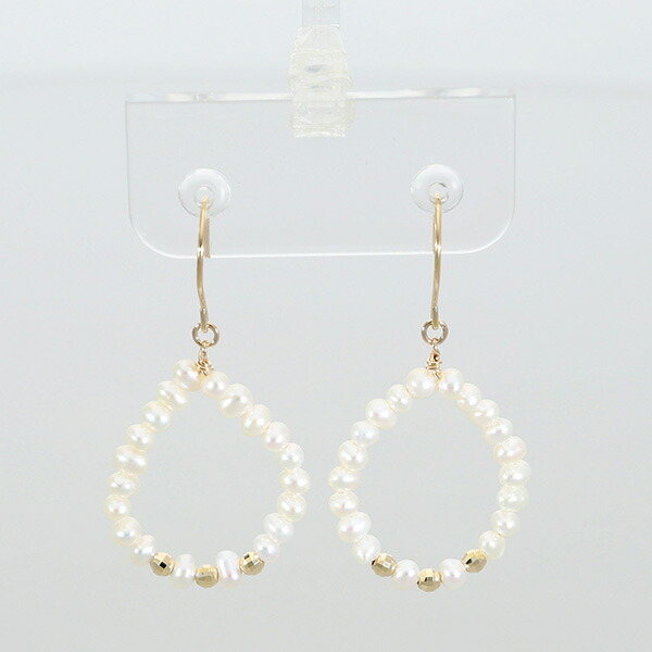 Irise coffret K10 ゴールド パール 真珠 バロックパール 雫 ピアス 2P 両耳用 レディース 10金 10k フック ドロップ 揺れる ぶら下がり 耳飾り バロック_1