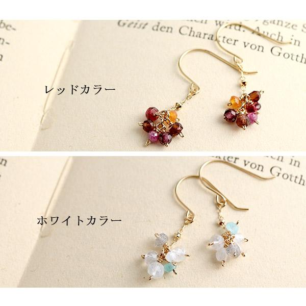 Irise coffret 選べる 6種 天然石 小粒 K10 ゴールド ドロップ ピアス 2P 両耳用 レディース 10金 10k イエロー ピンク ブルー グリーン レッド ホワイト フック_3