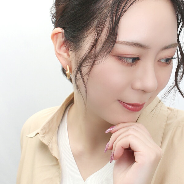 ゴールド　21mm 18金　12サイズ　フープピアス 日本製】K18YG (18金イエローゴールド) ワンタッチフープピアス