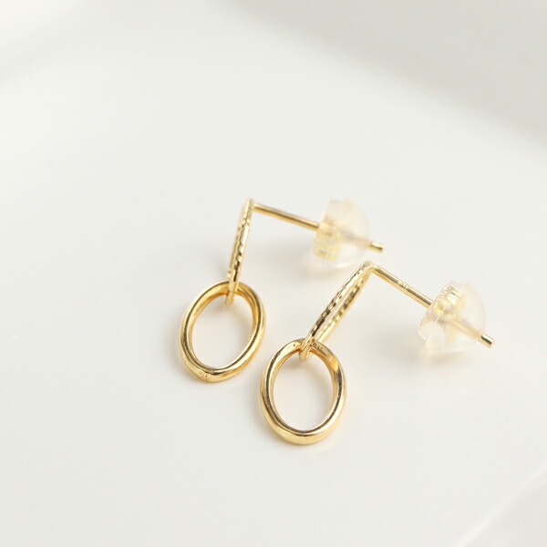 K18 ゴールド ピアス 2P 両耳用 18金 18k 金 ゴールドピアス スタッドピアス ロングピアス 揺れる 輪っか リング くさり 鎖 チェーン 地金 華やか_1