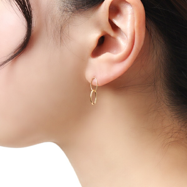 K18 ゴールド ピアス 2P 両耳用 18金 18k 金 ゴールドピアス スタッドピアス ロングピアス 揺れる 輪っか リング くさり 鎖 チェーン 地金 華やか_2