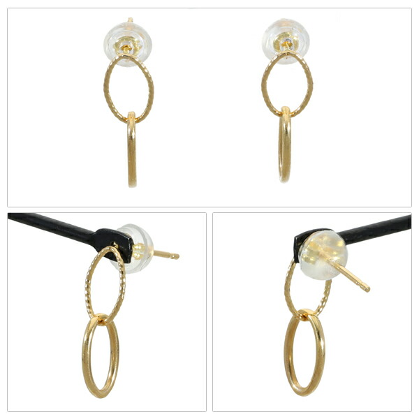 K18 ゴールド ピアス 2P 両耳用 18金 18k 金 ゴールドピアス スタッドピアス ロングピアス 揺れる 輪っか リング くさり 鎖 チェーン 地金 華やか_5