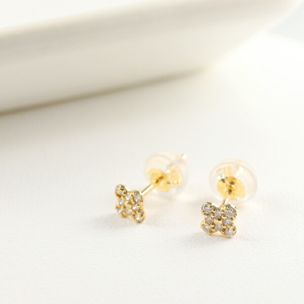 K18 ゴールド ダイヤモンド フラワー ピアス 2P 両耳用 18金 18k 金