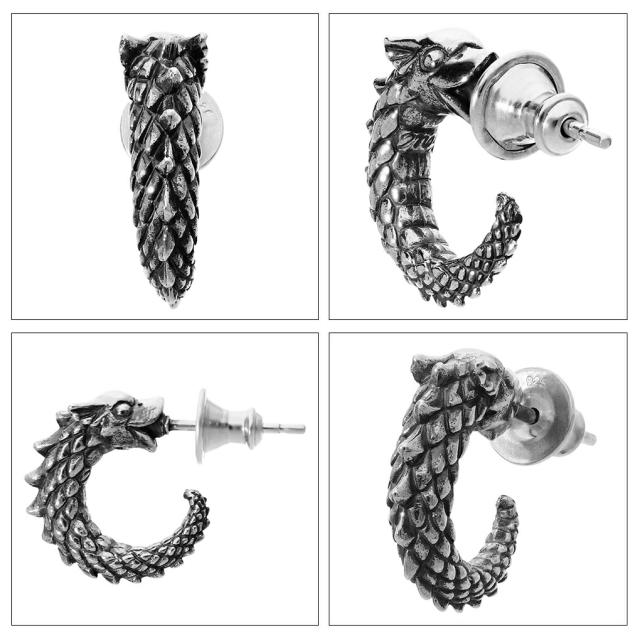 ガルディア Guardia ウロボウ Urobo しろがね色 ピアス 1P 片耳用 ウロボロス 火竜 龍 竜 ハ虫類 は虫類 グッズ しろがね色ピアス フープピアス