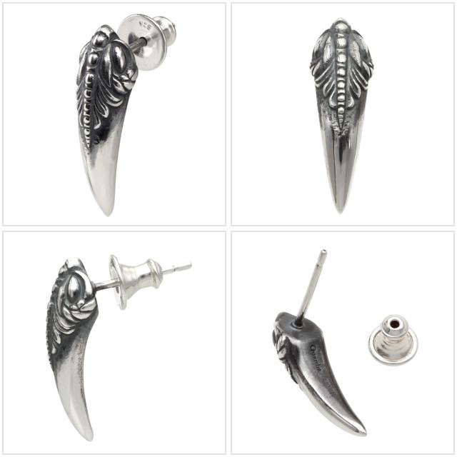 Guardia ガルディア Venom Fang ヴェノム ファング しろがね色 ピアス 1P 片耳用 メンズピアス 牙 爪 毒牙 毒 せつ然たる 二分の一フープ 動機