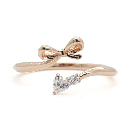 HEART OF CONCEPT リボン ピンクゴールド ジルコニア ピンキーリング 3号 フリー調整 シルバー925 リング 指輪 ハート 姫系 かわいい 可愛いの通販は 6,050円