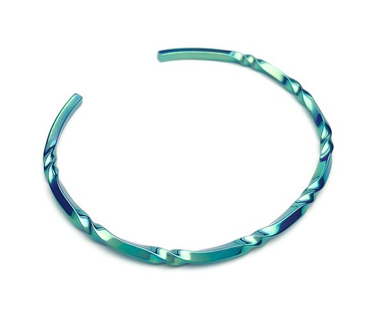 Hizm チタンバングル 流水に空 オーロラ 純チタン バングル 15-20cm チタンアクセサリー 腕輪 金属アレルギー アレルギーフリー 上品 きれいめ きれい_3