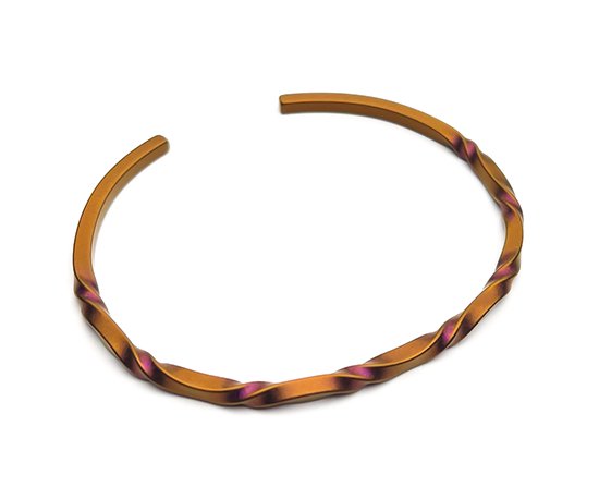 Hizm ゆらぎチタンバングル 艶消し 橙 純チタン バングル 15-20cm チタンアクセサリー 腕輪 金属アレルギー アレルギーフリー 上品 きれいめ きれい_5