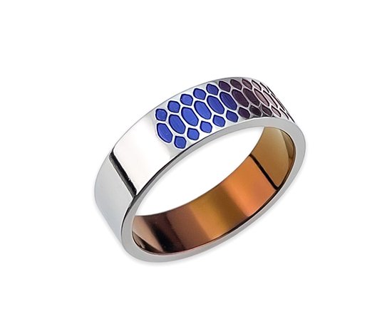Hizm 鱗紋様輪っか 6粍 幅 橙×紫×紺 純チタン製 チタン付属品 輪っか 指環 金属元素アレルギー反応 アレルギー反応無償性 窈窕たる 好いたらしいめ 好いたらしい 好いたらしい