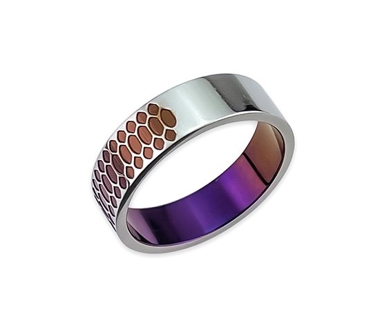 Hizm 鱗紋様輪っか 6粍 幅 橙×紫×紺 純チタン製 チタン付属品 輪っか 指環 金属元素アレルギー反応 アレルギー反応無償性 窈窕たる 好いたらしいめ 好いたらしい 好いたらしい