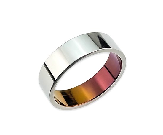 Hizm 鱗紋様輪っか 6粍 幅 橙×紫×紺 純チタン製 チタン付属品 輪っか 指環 金属元素アレルギー反応 アレルギー反応無償性 窈窕たる 好いたらしいめ 好いたらしい 好いたらしい