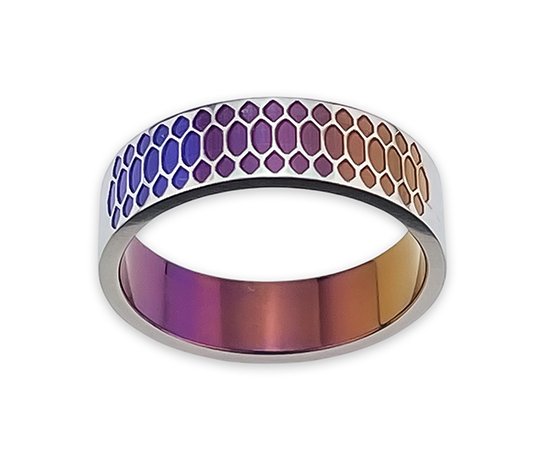 Hizm 鱗紋様輪っか 6粍 幅 橙×紫×紺 純チタン製 チタン付属品 輪っか 指環 金属元素アレルギー反応 アレルギー反応無償性 窈窕たる 好いたらしいめ 好いたらしい 好いたらしい