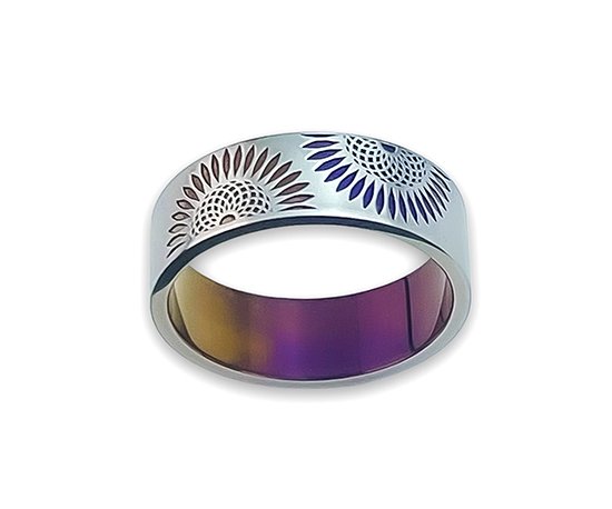 Hizm 瑠璃色日回り輪っか 7粍 幅 火点しごろ 橙×紫 純チタン製 チタン付属品 輪っか 指環 金属元素アレルギー反応 アレルギー反応無償性 窈窕たる 好いたらしいめ 好いたらしい 好いたらしい