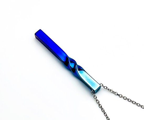 Hizm 流水に空 Large No.1 青×水色 純チタン製 S〜L チェーン付き 45-55cm チタンアクセサリー ペンダント ネックレス 金属アレルギー_2