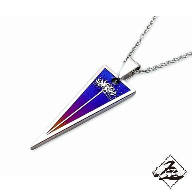 Hizm 黄昏に彼岸花 楔形ペンダントトップ M 純チタン製 チェーン付き