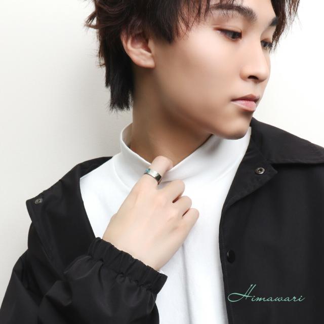 Hizm 純チタン 向日葵 グラデーション リング 指輪 7mm幅 1〜30号 チタン 金属アレルギー アレルギーフリー ひまわり 花 華 彫刻 削り出し 和 和風