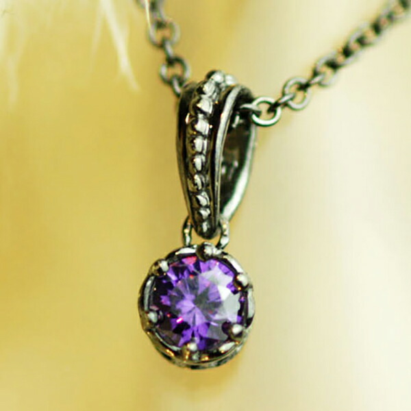 K-SMITH パープルジルコニア ブラックコーティング ネックレス ジルコニア シルバーアクセサリー シルバー925 シルバーネックレス