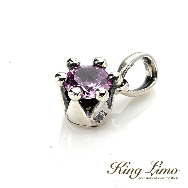 King Limo MICRO CROWN マイクロクラウン チャーム (チェーンなし) 王冠 シンセティックピンクサファイア キングリモ シルバー925