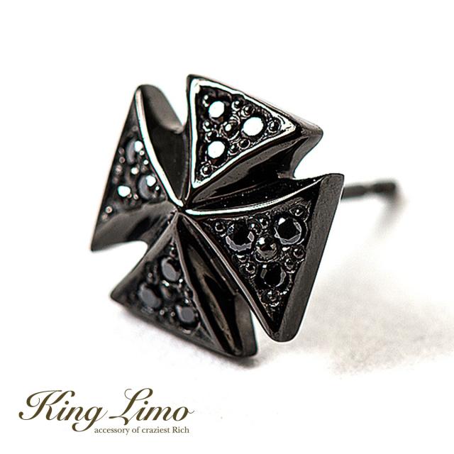King Limo FLAVA CROSS パヴェ フレイヴァクロス ピアス 1P 片耳用 はりつけ台 キングリモ しろがね色925 しろがね色付属品 銀 しろがね色ピアス 耳飾り
