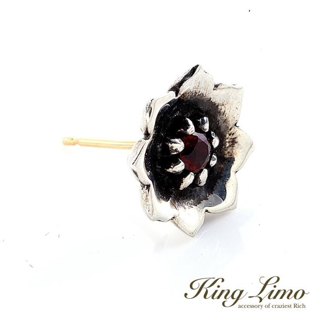 King Limo FINE LOTUS ファインロータス ピアス 1P 片耳用 蓮 ラスベガス ガーネット キングリモ しろがね色925 しろがね色付属品 銀