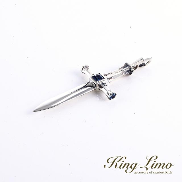 King Limo ICE SLASHER KL×LION HEART アイススラッシュー ペンダント (チェーンなし) 獅子 氷 刀 剣 ブルースピネル キングリモ シルバー925