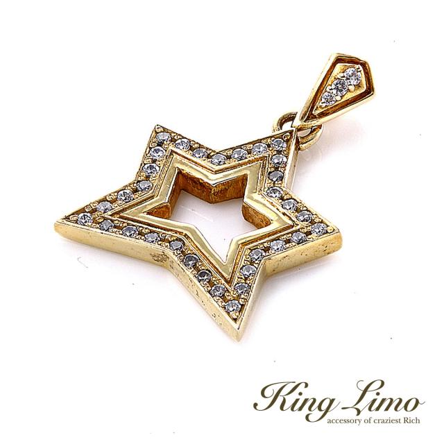 King Limo KING STAR パヴェ B キングスター ペンダント (チェーンなし) 星 K18ゴールドコーティング キングリモ シルバー925 シルバーアクセサリー