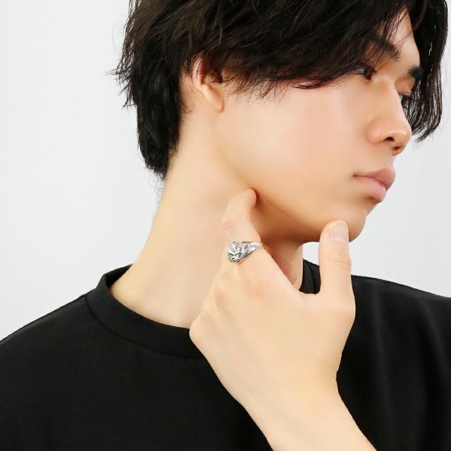 kokonoe 眠り猫 猫又 リング 指輪 15〜21号 メンズリング シルバー 925 猫 ねこ 化け猫 動物 妖怪 和風 和小物 日本 シルバーリング メンズ 男性 彼氏_3