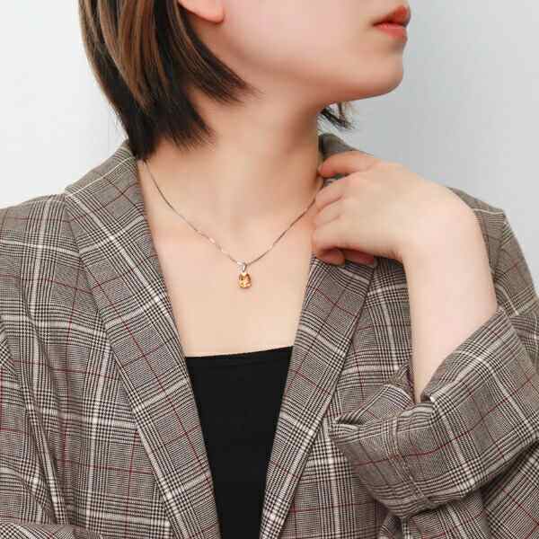 シトリン 一粒 ネックレス シルバー925 トパーズ 11月 誕生石