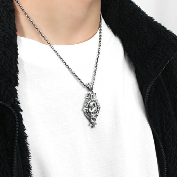 Mad Graffiti ホーティネス ペンダントトップ ネックレス シルバーアクセサリー シルバー925 蛇 ヘビ スネーク 後光 逆十字 十字架 クロス 勲章_2