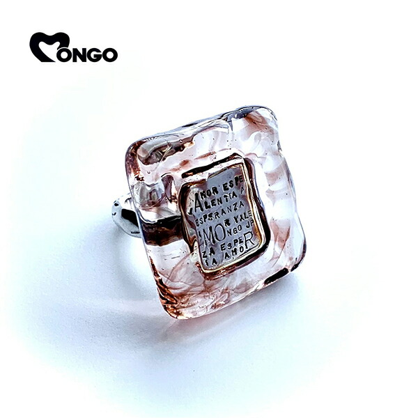 MONGO メッセージ ガラス シルバー リング 8〜22号 シナモン 指輪 シルバーリング メンズ レディース シルバー925 男性 彼氏 女性 彼女 の通販は