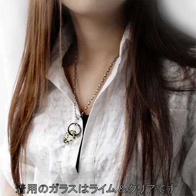 MONGO 三連 リング ネックレス チェーン付き グリーン＆クリア ペンダント シルバーネックレス メンズ レディース シルバー925 男性 彼氏 女性 彼女_11